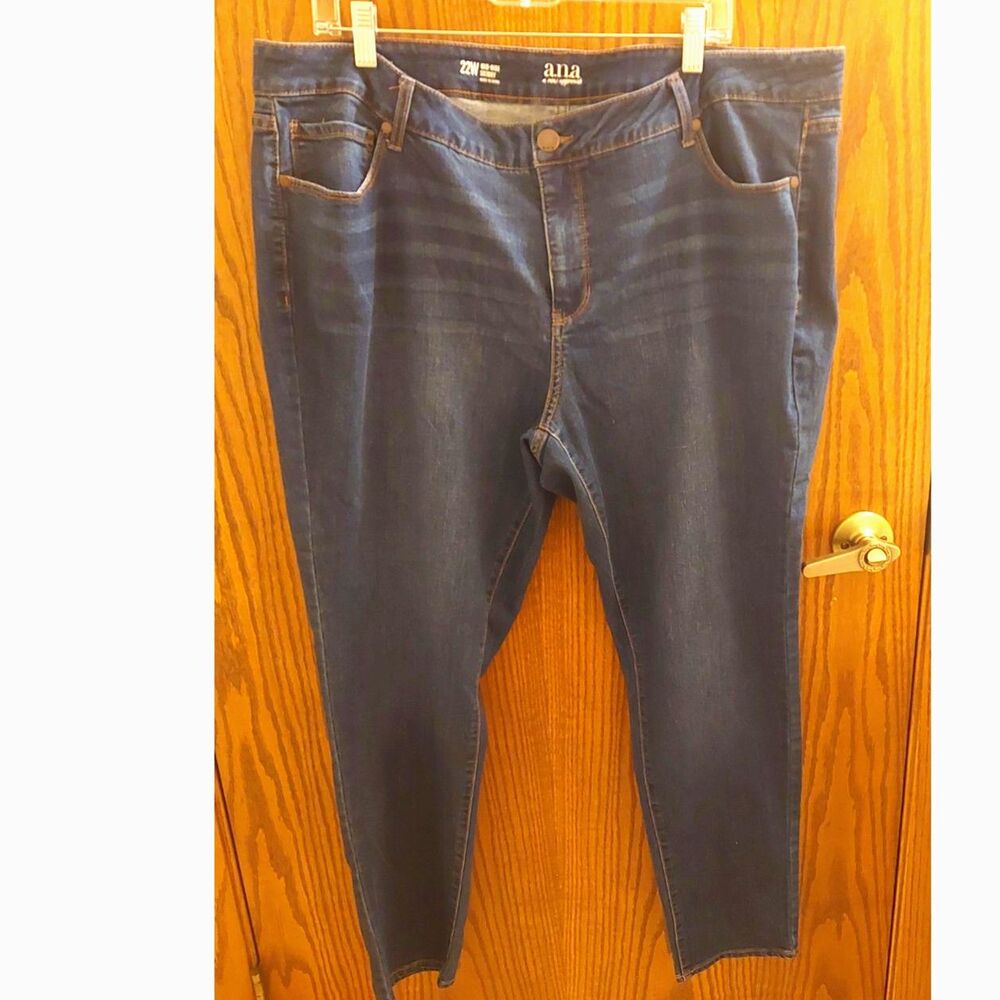 a.n.a Mid Rise Skinny Jeans Womens 22W Dark Wash Stretch Plus Size